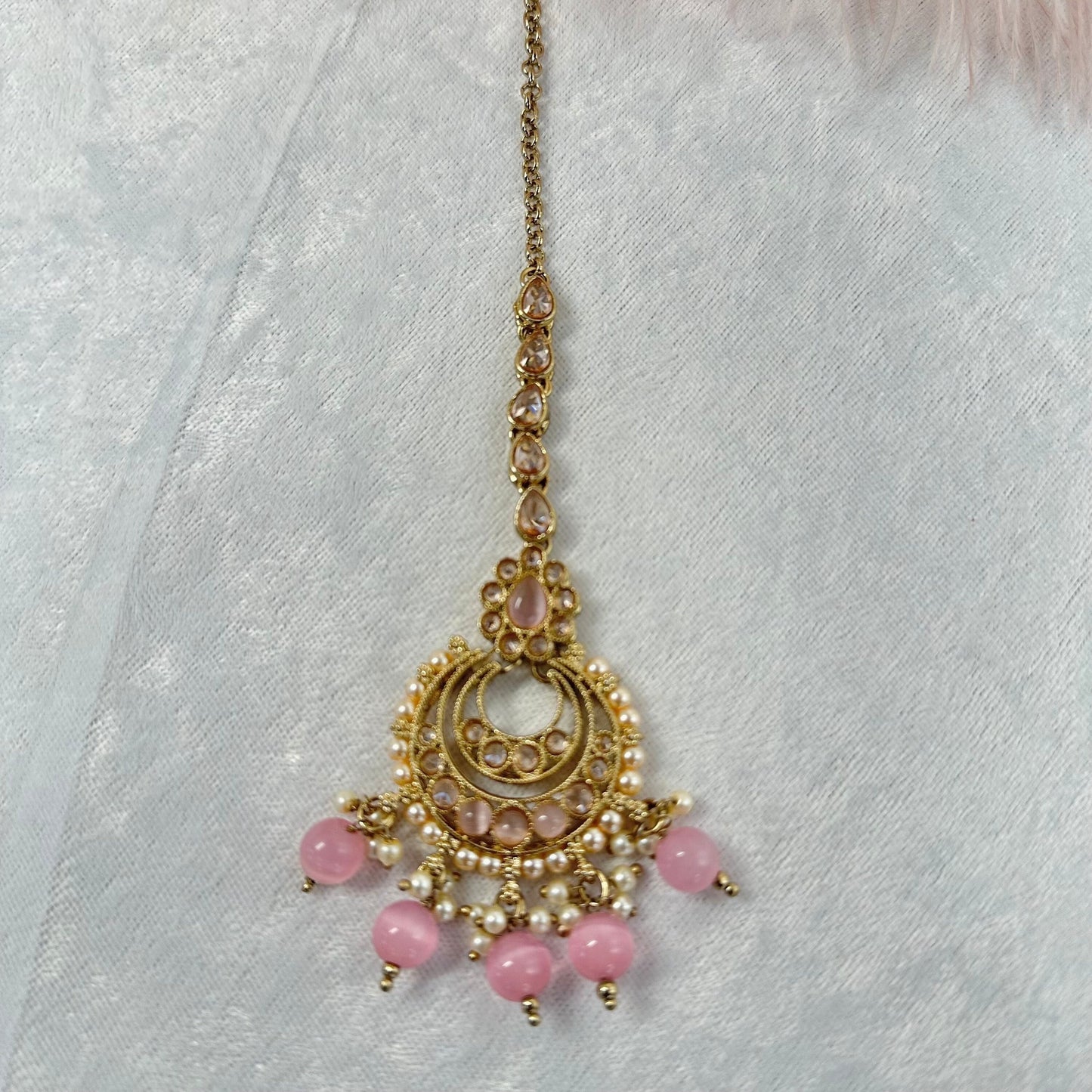 Crystal Tikka - Pink/ Tikli/ Indian/ Pakistani Fashion Jewellery/Maang Tikkas