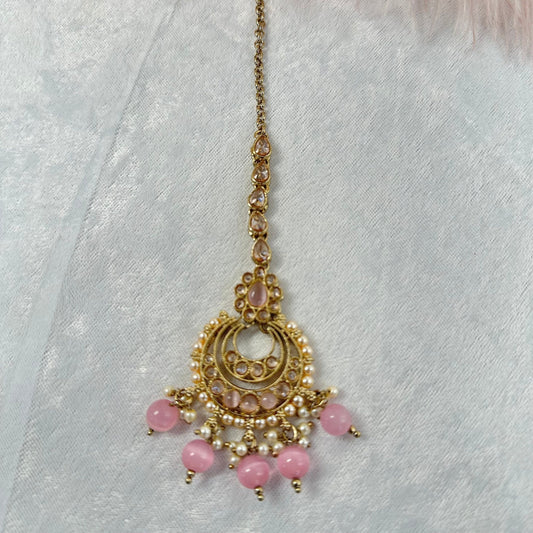 Crystal Tikka - Pink/ Tikli/ Indian/ Pakistani Fashion Jewellery/Maang Tikkas