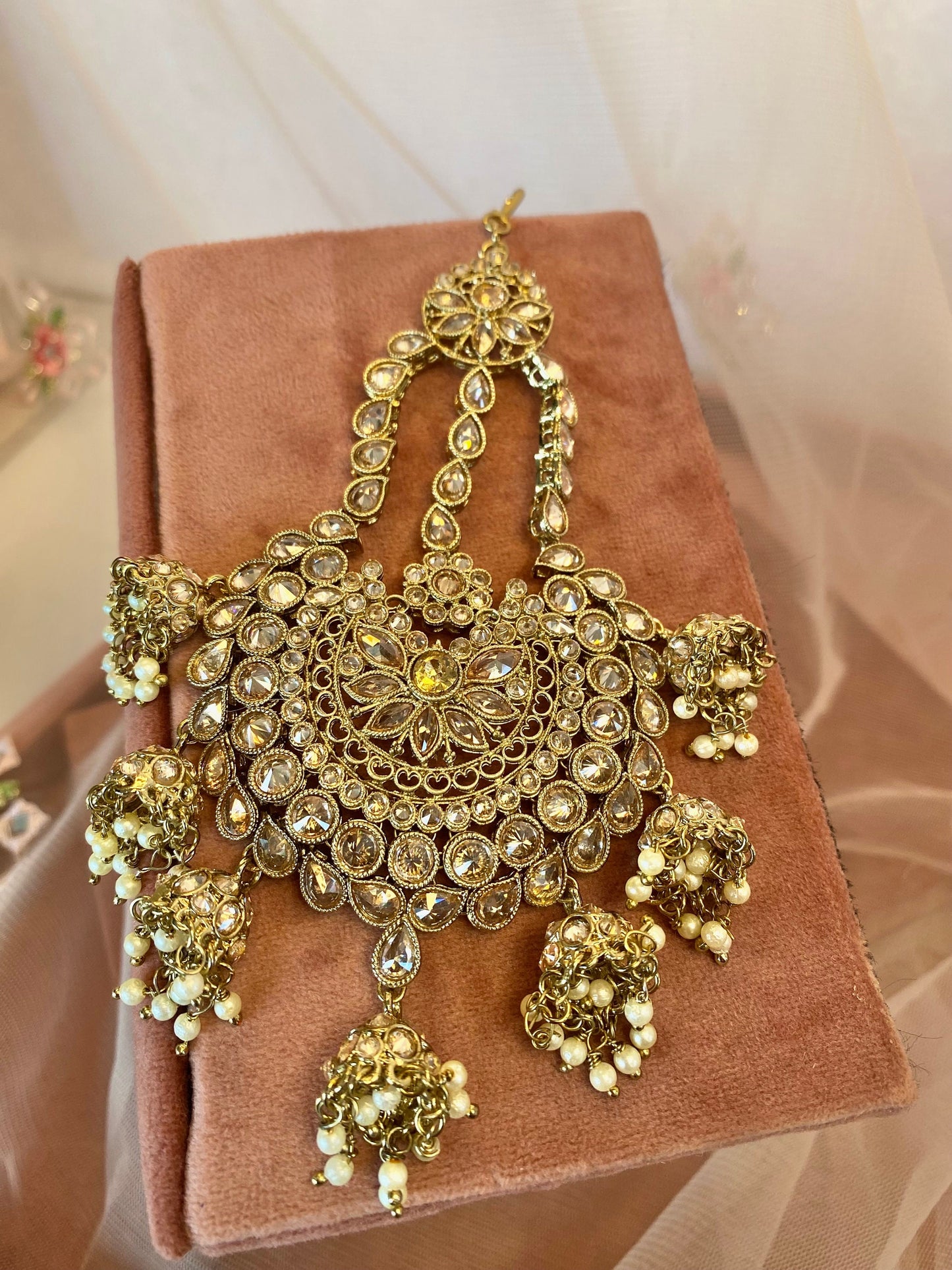 Champagne Jhumar with Jhumka Detail