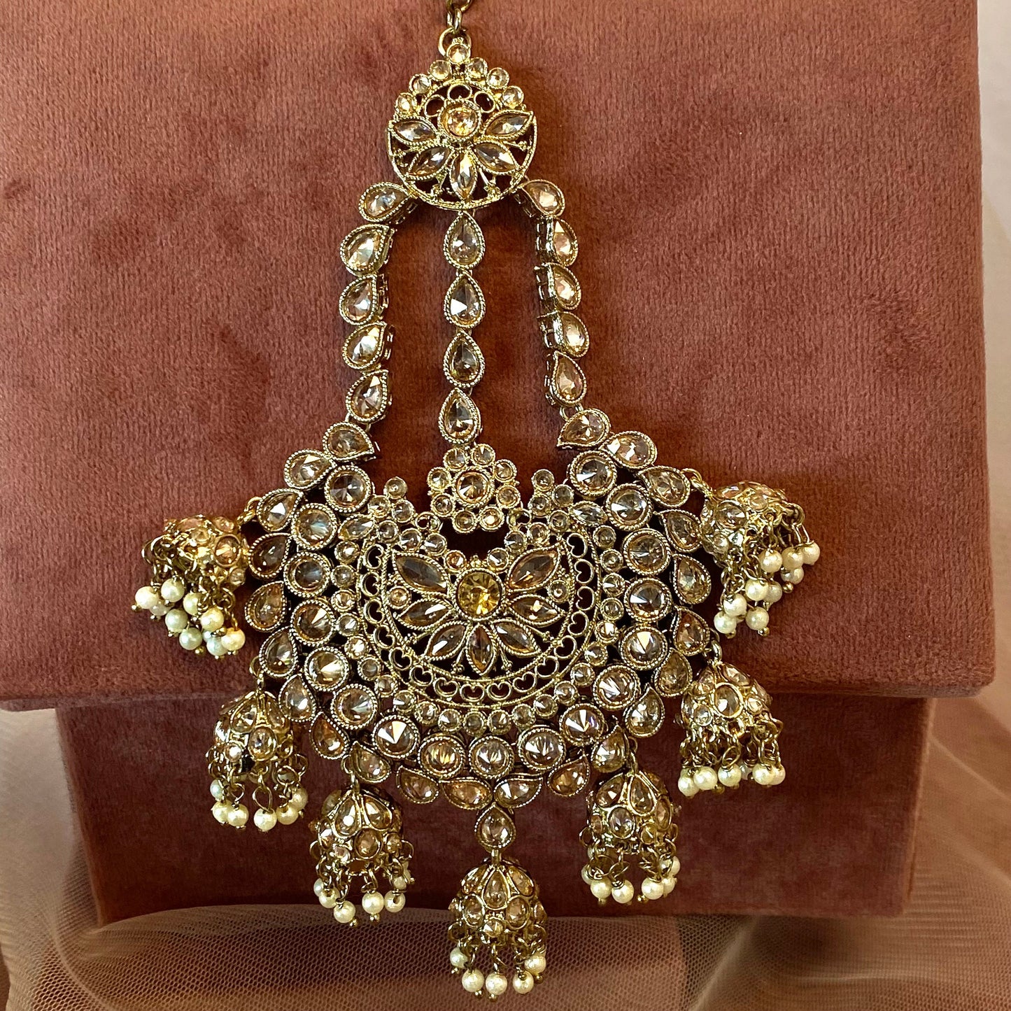 Champagne Jhumar with Jhumka Detail