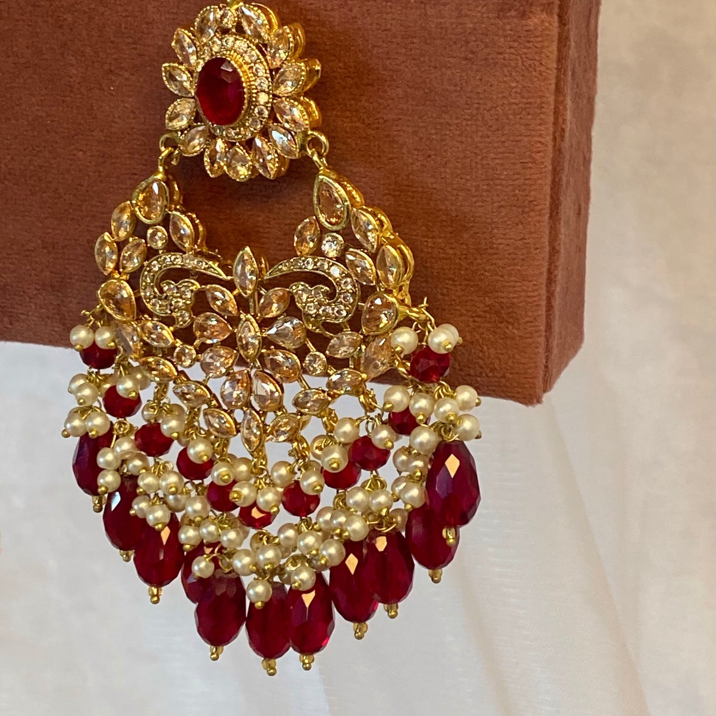 Maroon Pearl Jhumar and Tikka