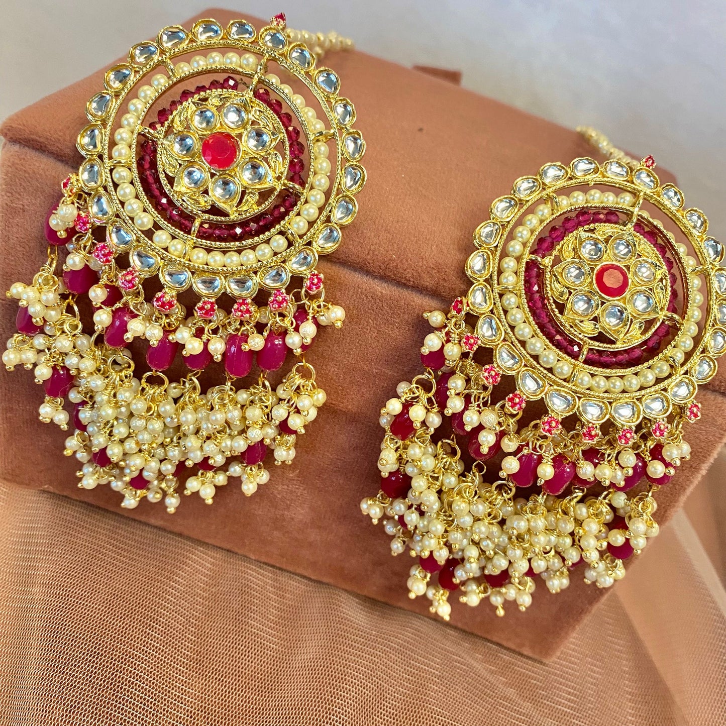 Meenakari/ Indian/ Pakistani Style/Purple Tassle Hand-Painted Earring