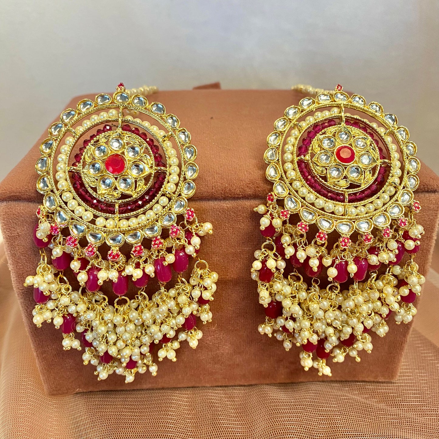 Meenakari/ Indian/ Pakistani Style/Purple Tassle Hand-Painted Earring