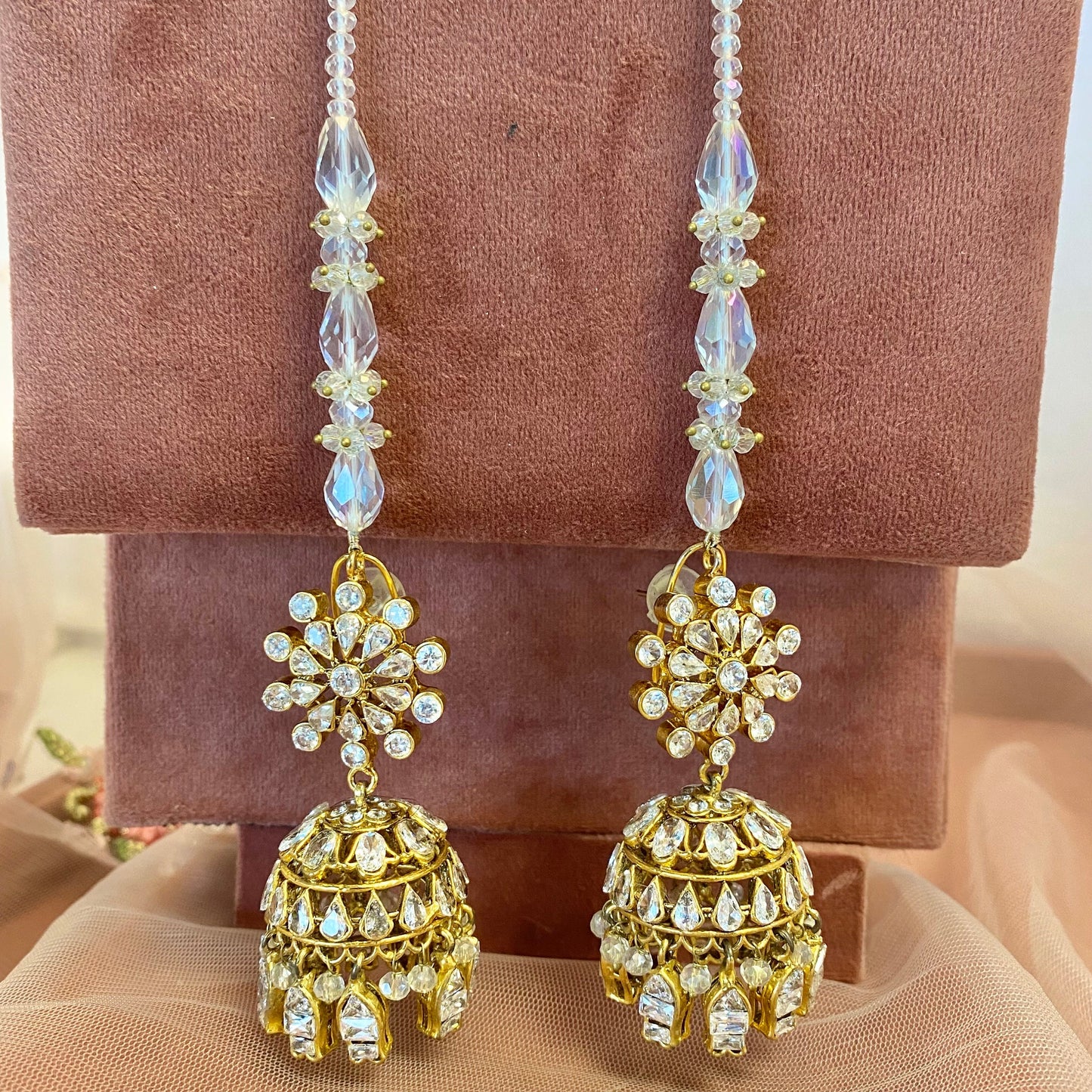 Antique Gold Jhumka Earrings - Silver