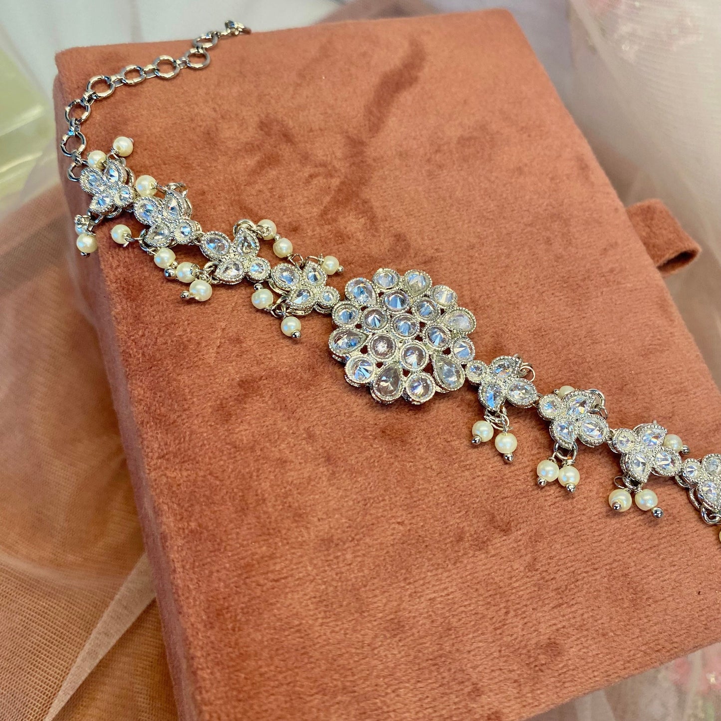 Silver Bracelet/ Fashion Jewellery/ Gift for Women/Indian/Pakistani style /Haathphool/Hand Accessory