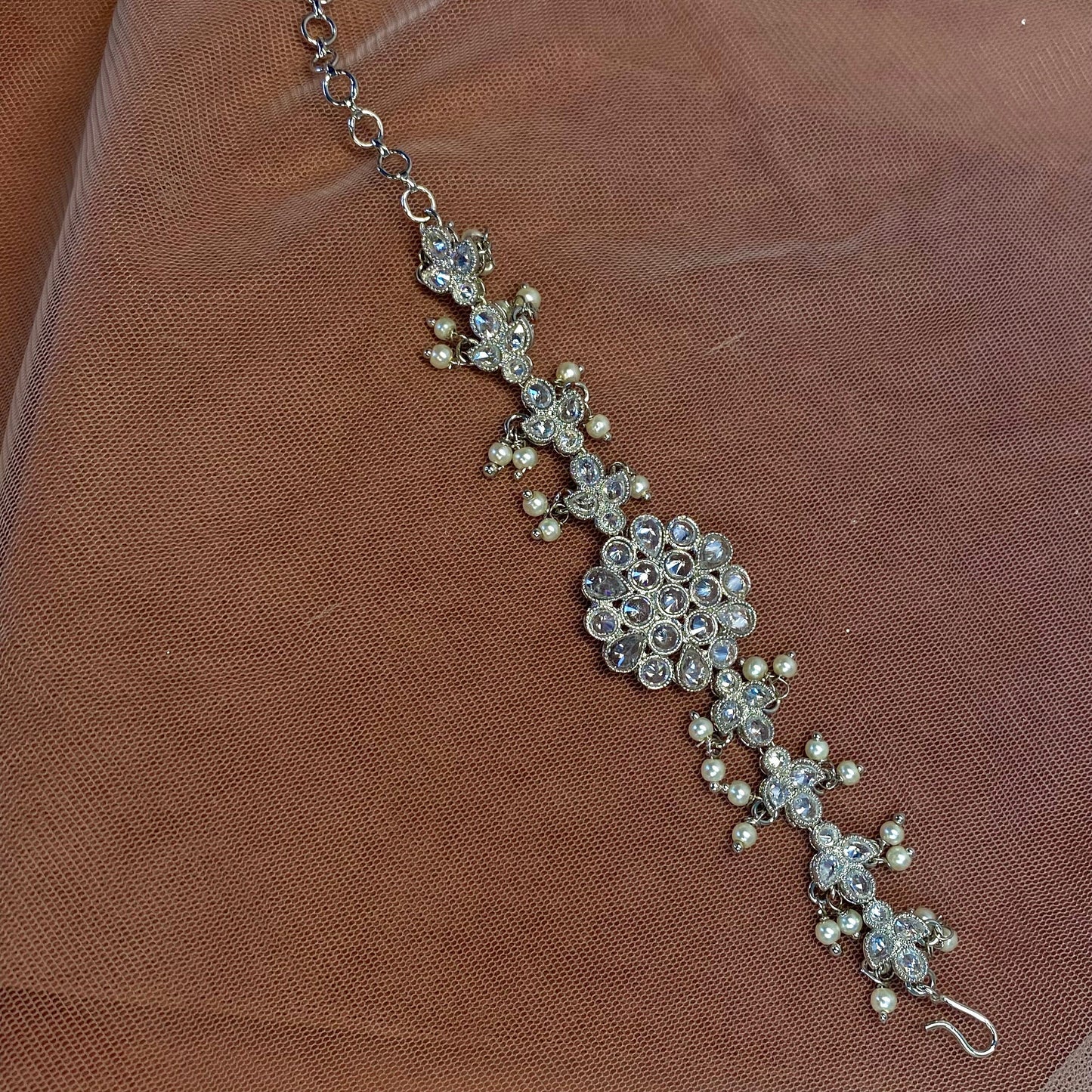 Silver Bracelet/ Fashion Jewellery/ Gift for Women/Indian/Pakistani style /Haathphool/Hand Accessory