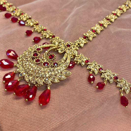 Golden/ Maroon Mathapatti (Headband) /Indian/Pakistani/Fashion Jewellery/ Bridal Forehead Jewellery Headpiece/Bollywood /phoolpatti