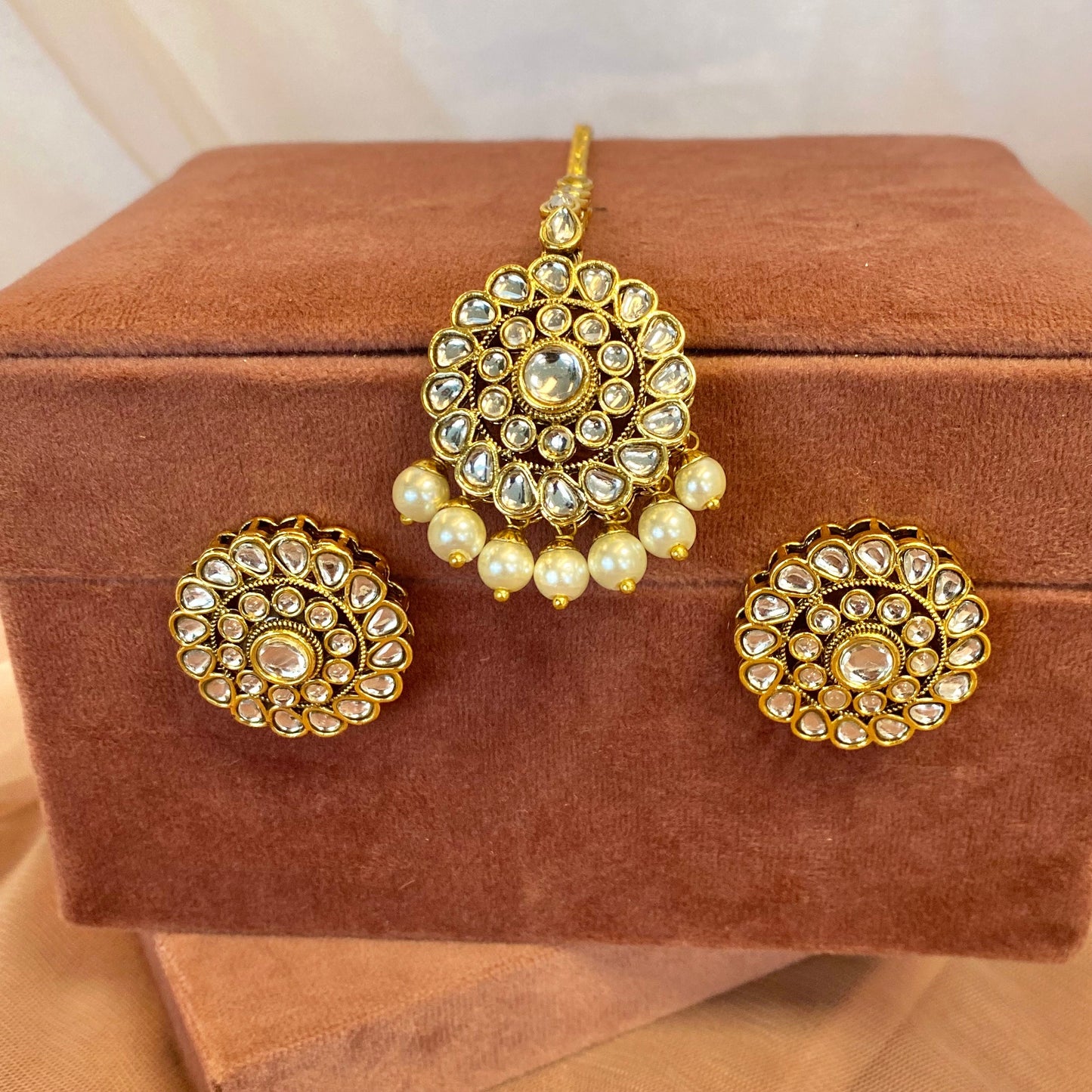 Faux Kundan Earring and Tikka set/Meenakari/ Indian/ Pakistani Style