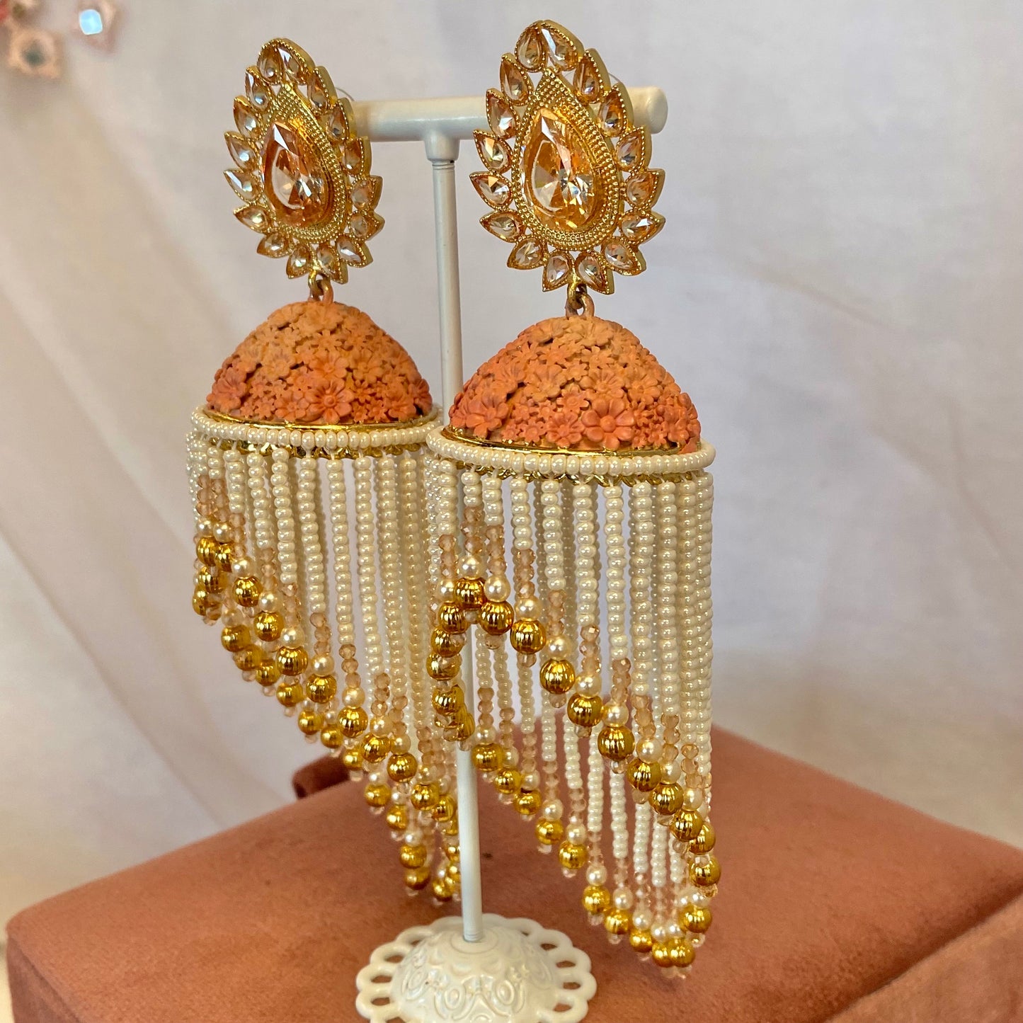 Floral Detail Tassle Earrings/ Fashion Jewellery/ Gift for Women/Indian/Pakistani style