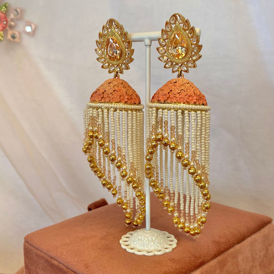 Floral Detail Tassle Earrings/ Fashion Jewellery/ Gift for Women/Indian/Pakistani style