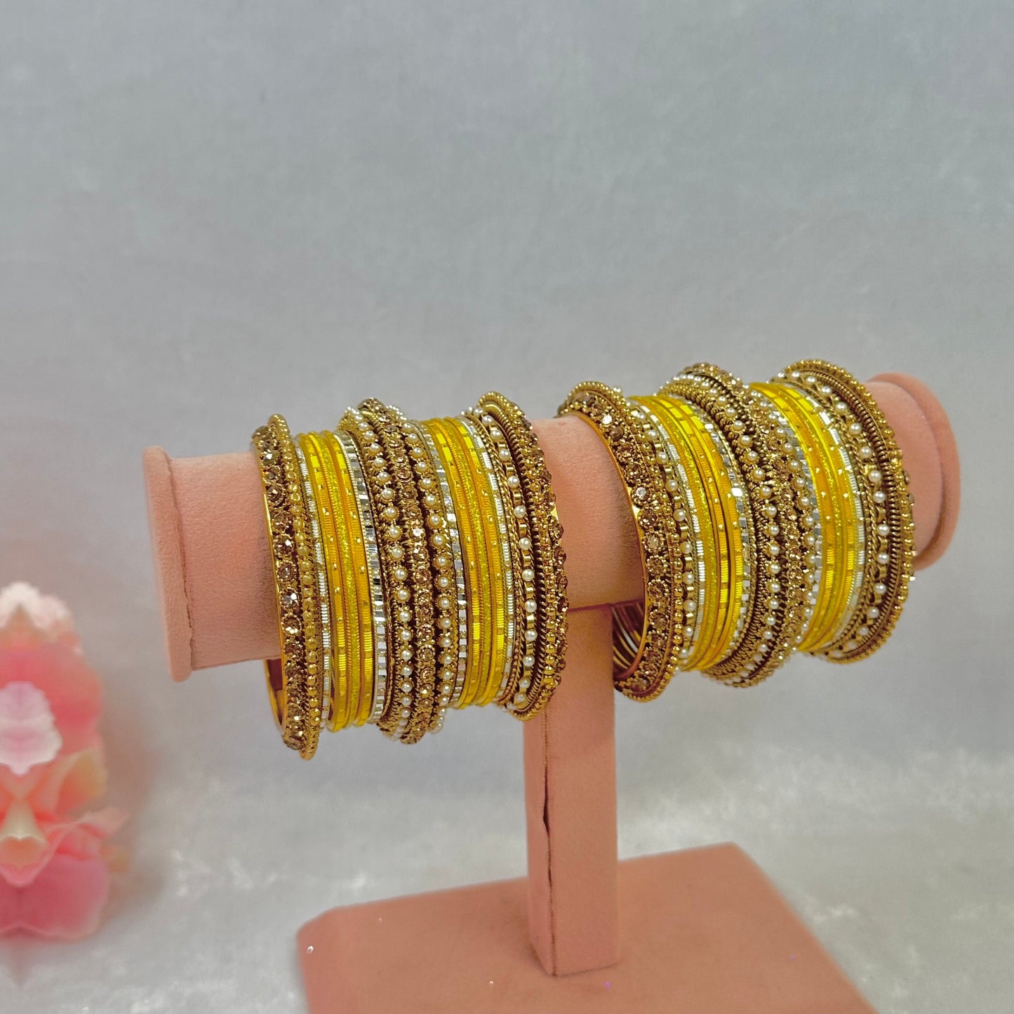 Small Yellow Bangle Set/Indian/ Pakistani/Jewelley/ Fashion Bracelet