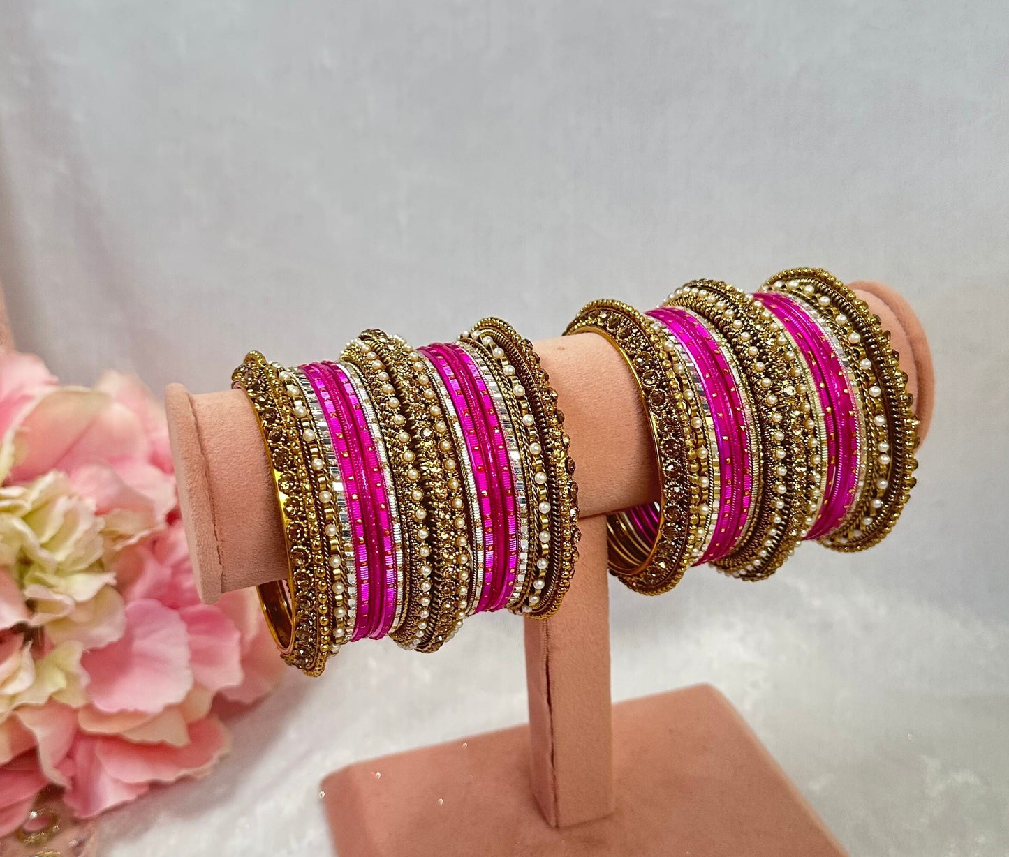 Small Hot Pink Bangle Set/Indian/ Pakistani/Jewelley/ Fashion Bracelet