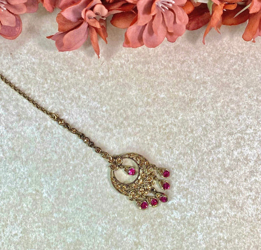 Hot Pink Crystal Tikka/ Tikli/ Indian/ Pakistani Fashion Jewellery