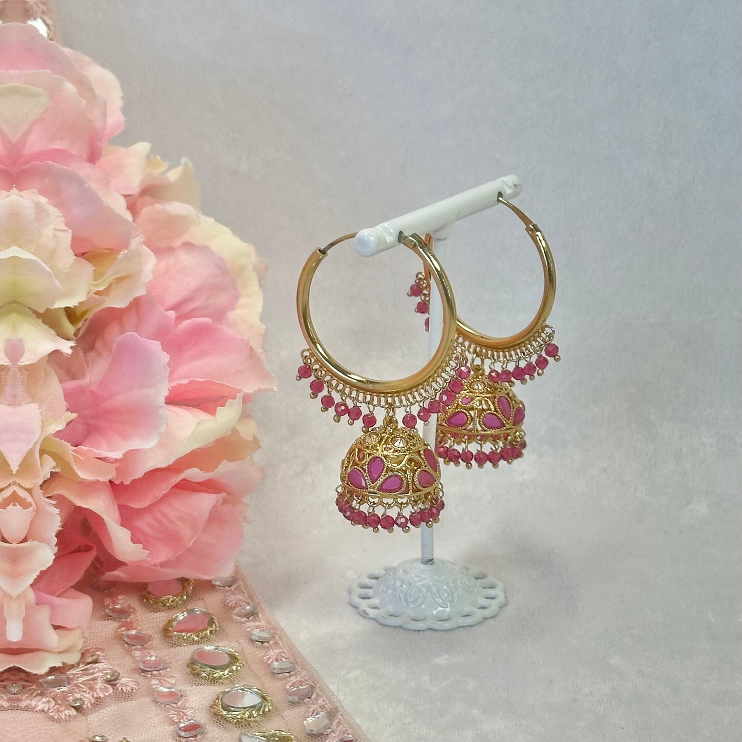 Purple Jhumka Hoop Earrings