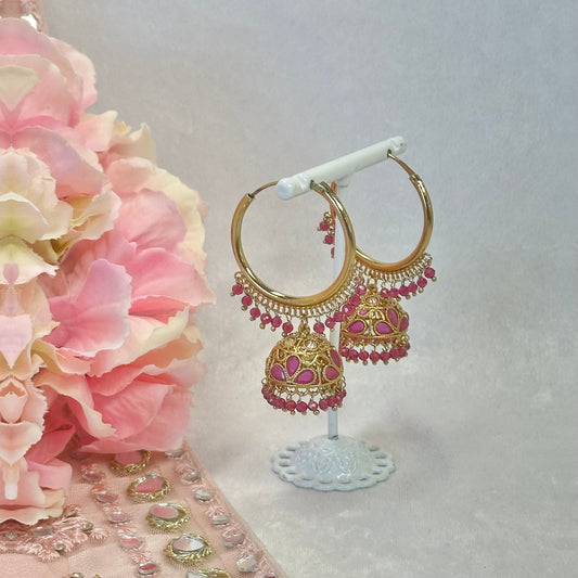 Purple Jhumka Hoop Earrings