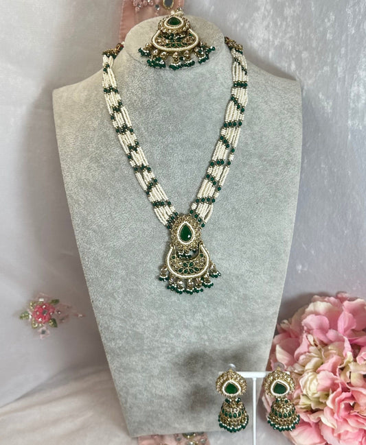 Green Short Mala Necklace Set Earring/ Tikka/ Tikli/ Indian/ Pakistani/Fashion Jewellery/ Gift for Women