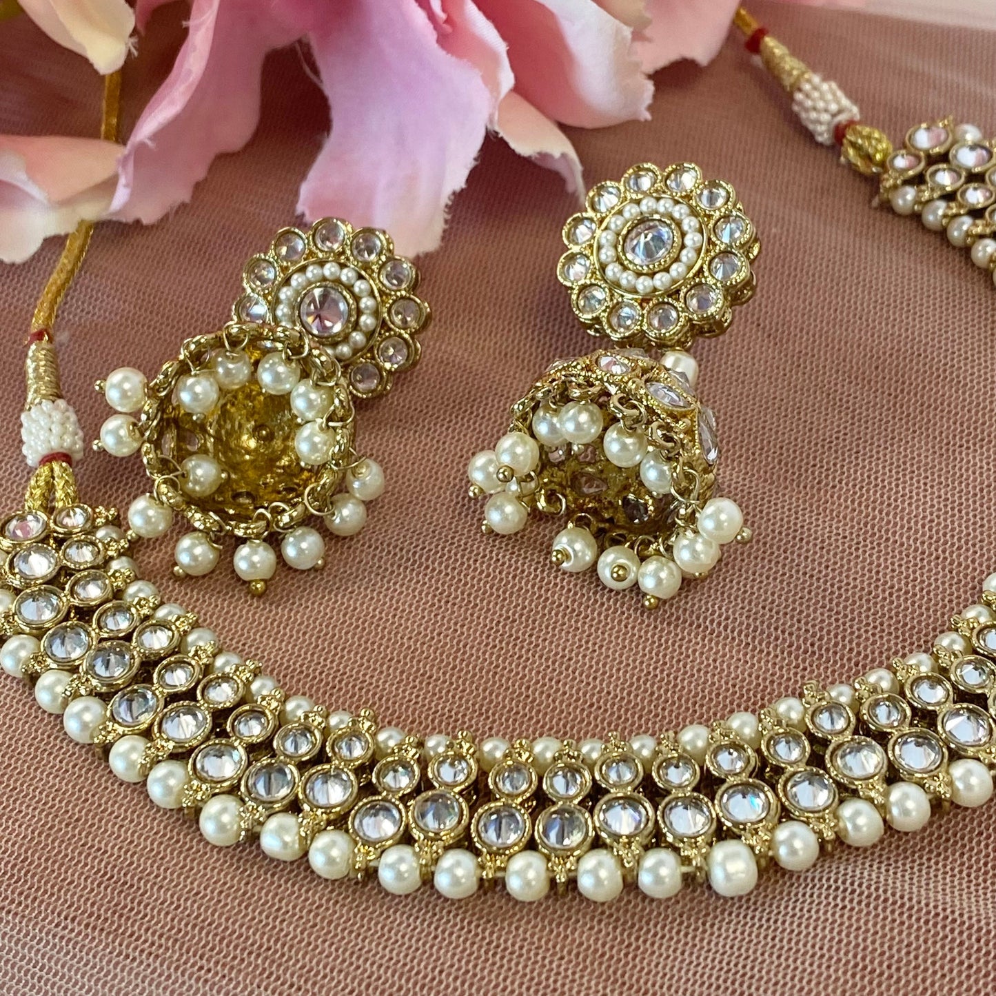 Pearl Necklace Set Earring/ Tikka/ Tikli/ Indian/ Pakistani/Fashion Jewellery/ Gift for Women