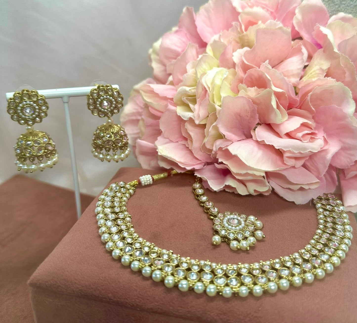 Pearl Necklace Set Earring/ Tikka/ Tikli/ Indian/ Pakistani/Fashion Jewellery/ Gift for Women