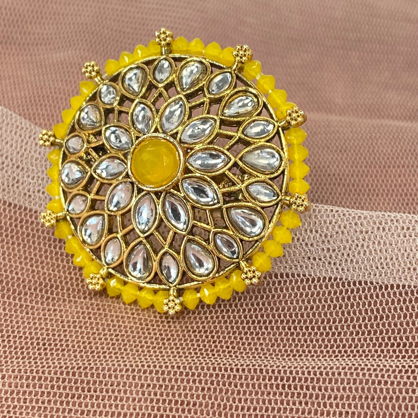 Medium Ring - Yellow/ Fashion Jewellery/ Gift for Women/Indian/Pakistani style
