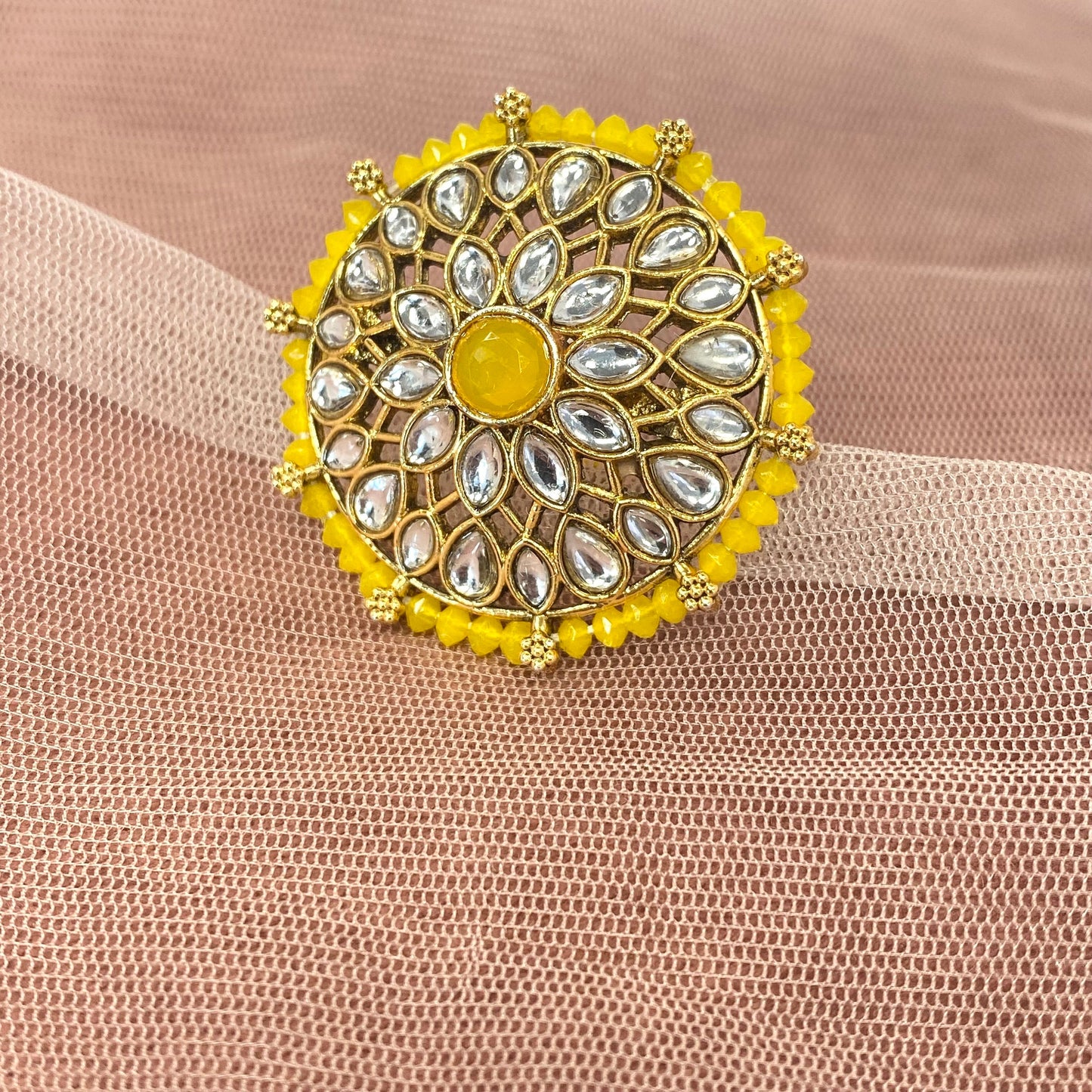 Medium Ring - Yellow/ Fashion Jewellery/ Gift for Women/Indian/Pakistani style