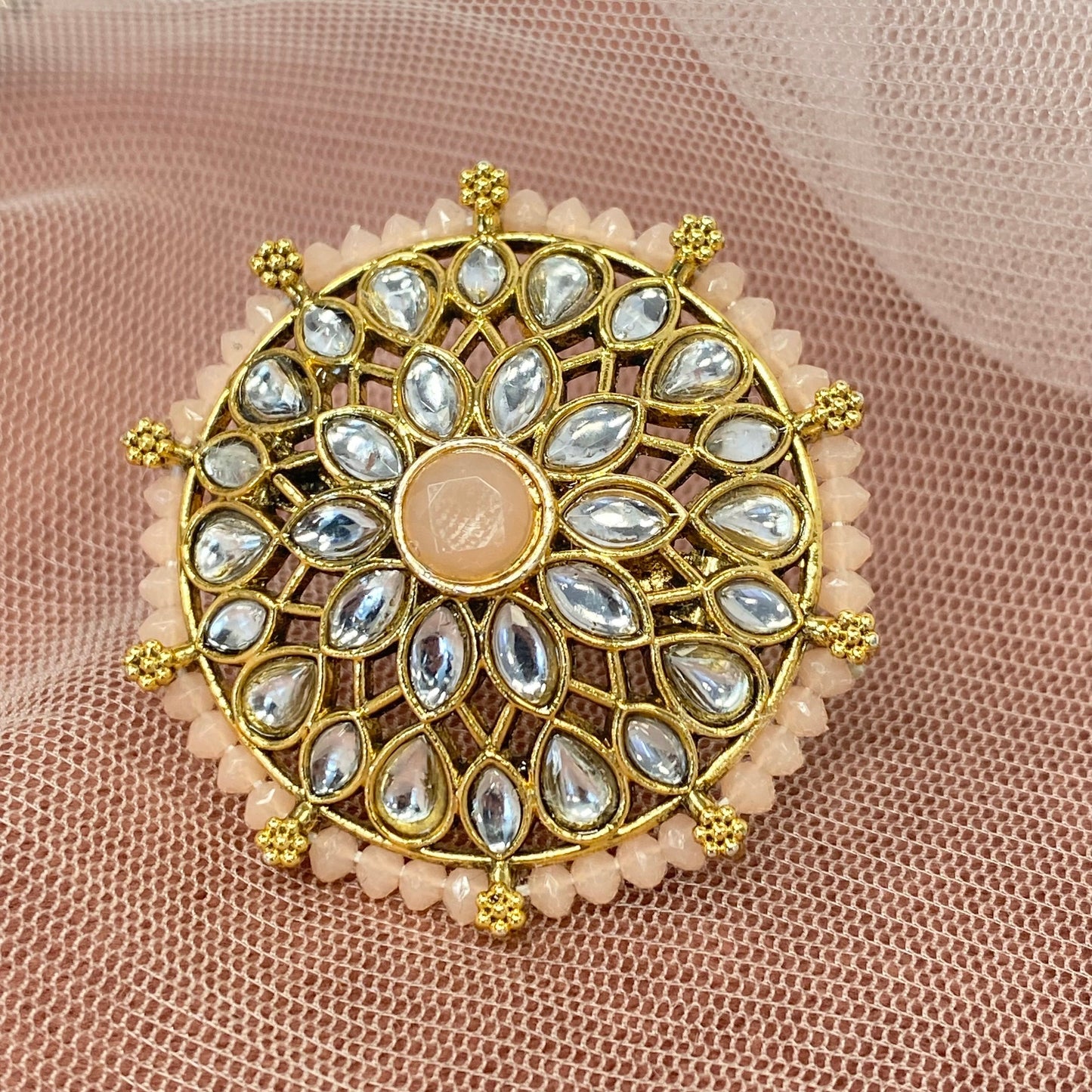Medium Ring - Light Pink/ Peach/ Fashion Jewellery/ Gift for Women/Indian/Pakistani style