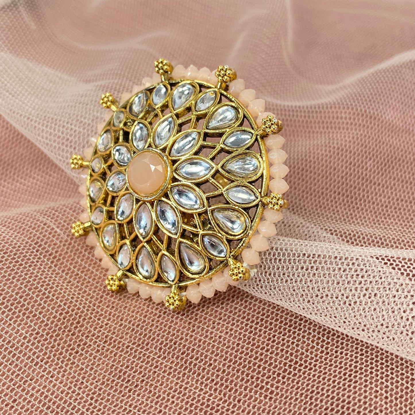 Medium Ring - Light Pink/ Peach/ Fashion Jewellery/ Gift for Women/Indian/Pakistani style