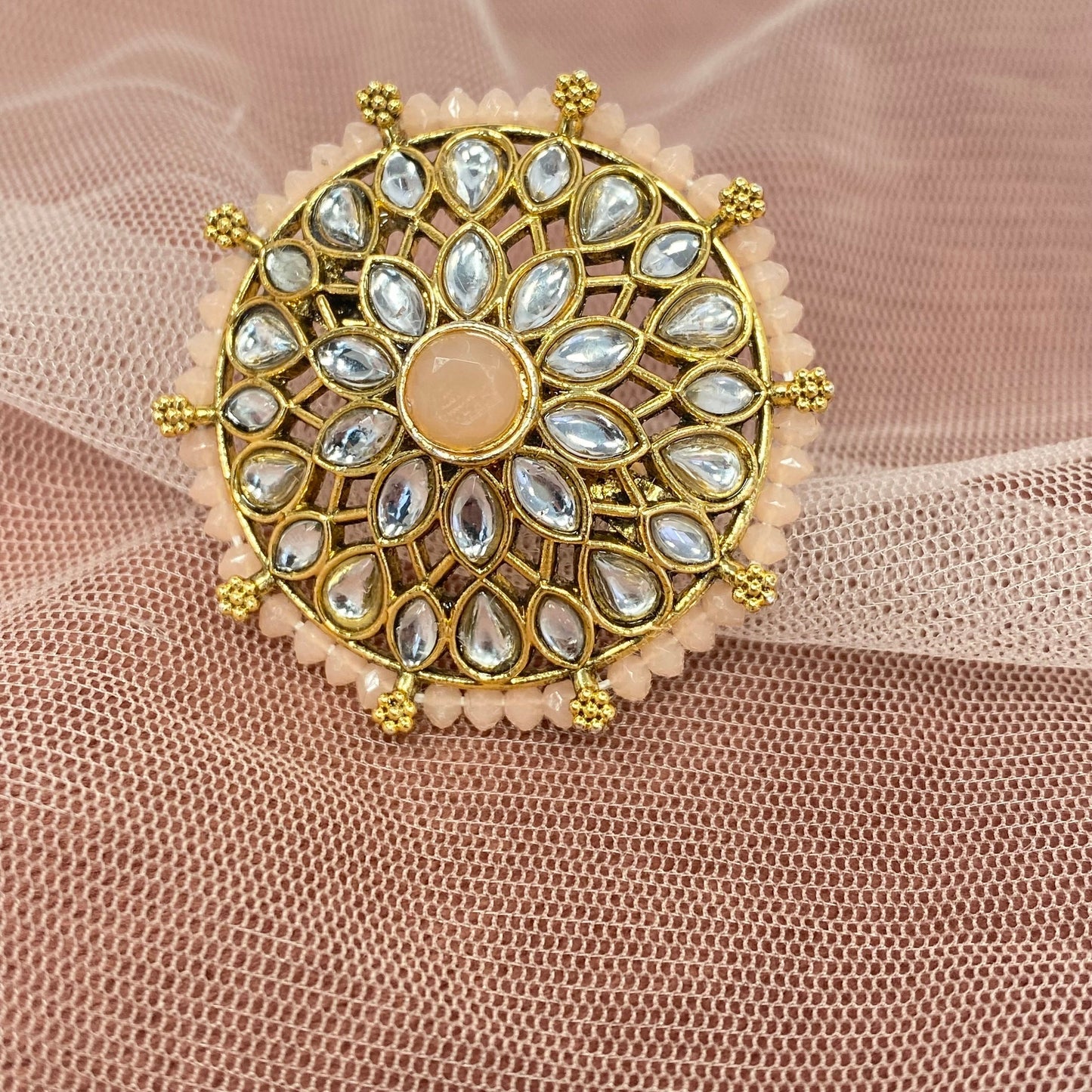 Medium Ring - Light Pink/ Peach/ Fashion Jewellery/ Gift for Women/Indian/Pakistani style