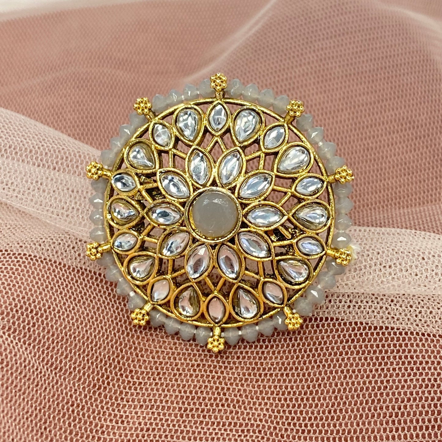 Medium Ring - Grey/ Fashion Jewellery/ Gift for Women/Indian/Pakistani style