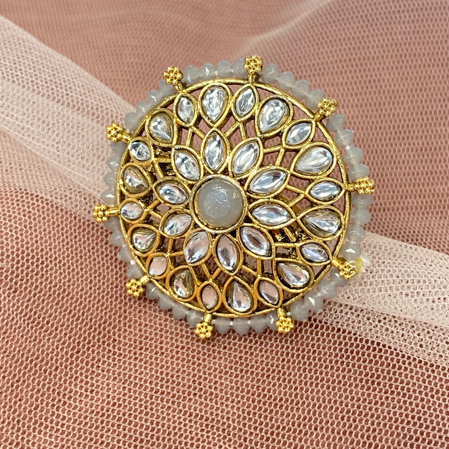 Medium Ring - Grey/ Fashion Jewellery/ Gift for Women/Indian/Pakistani style