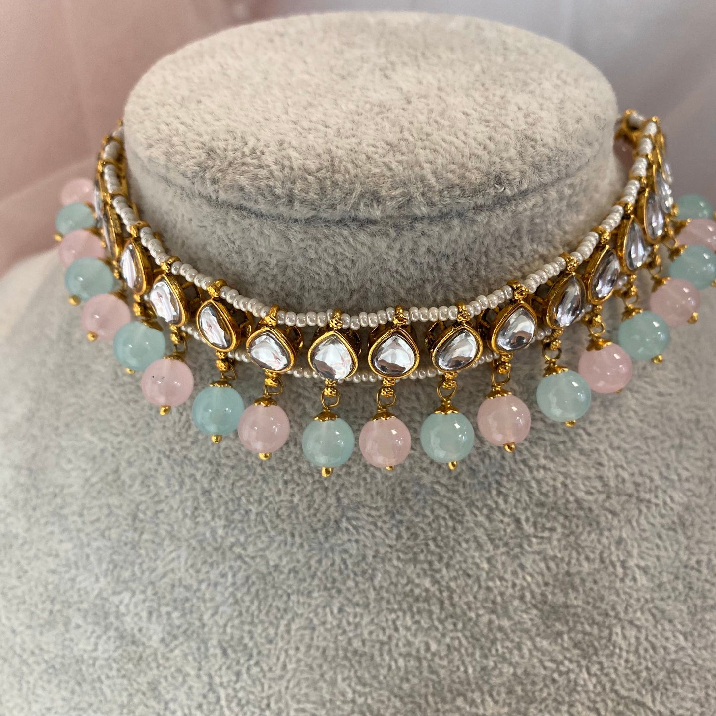 Slim Faux Kundan Pastel Choker