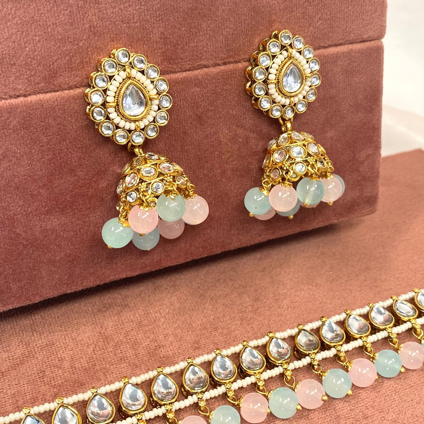 Slim Faux Kundan Pastel Choker
