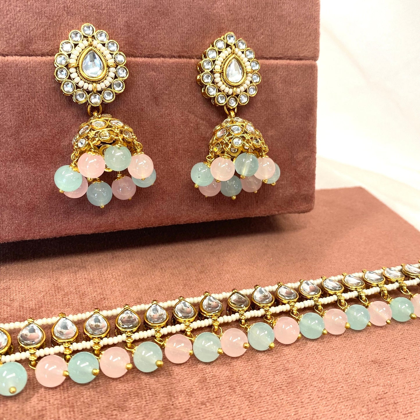 Slim Faux Kundan Pastel Choker
