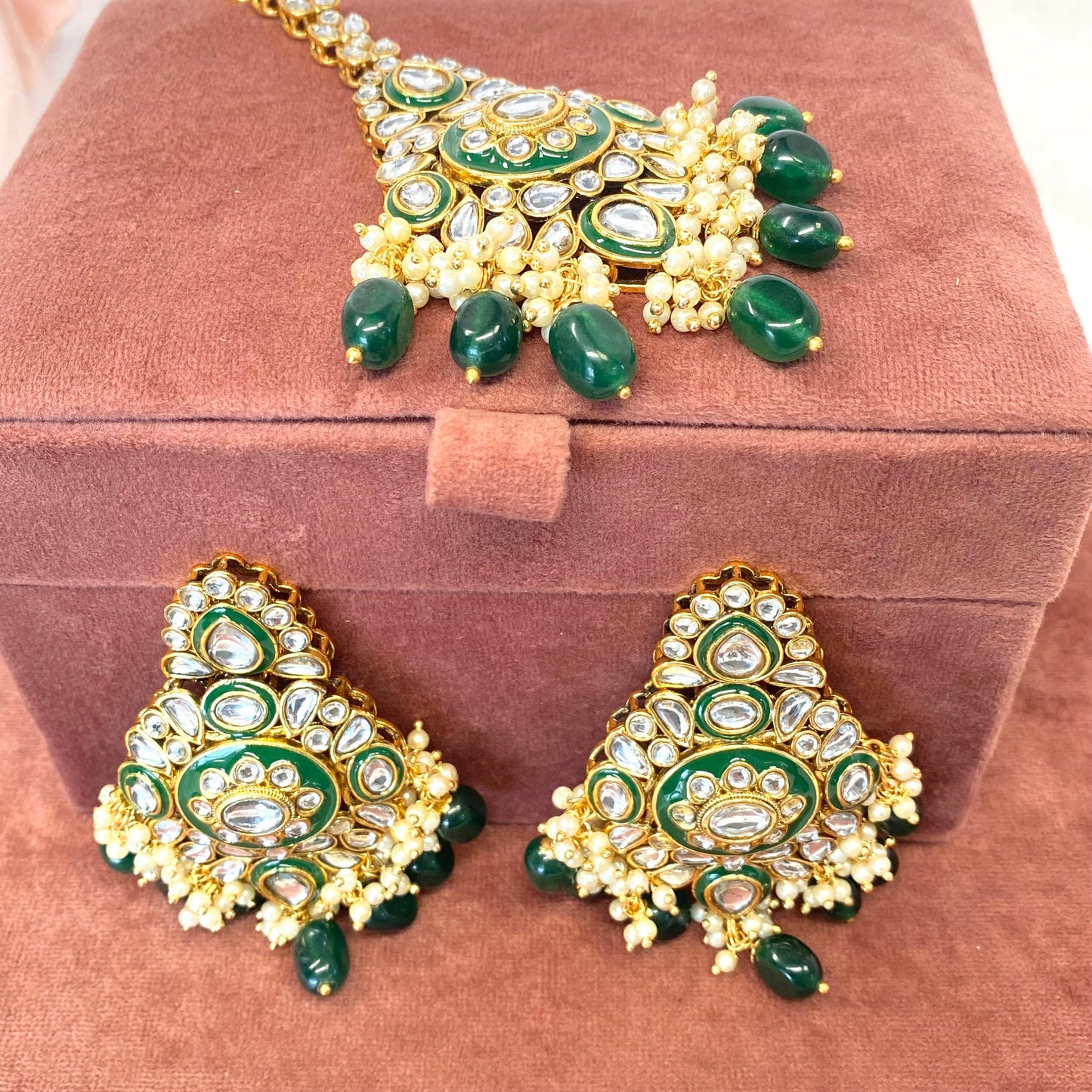 Faux Kundan Earring and Tikka Set- Large