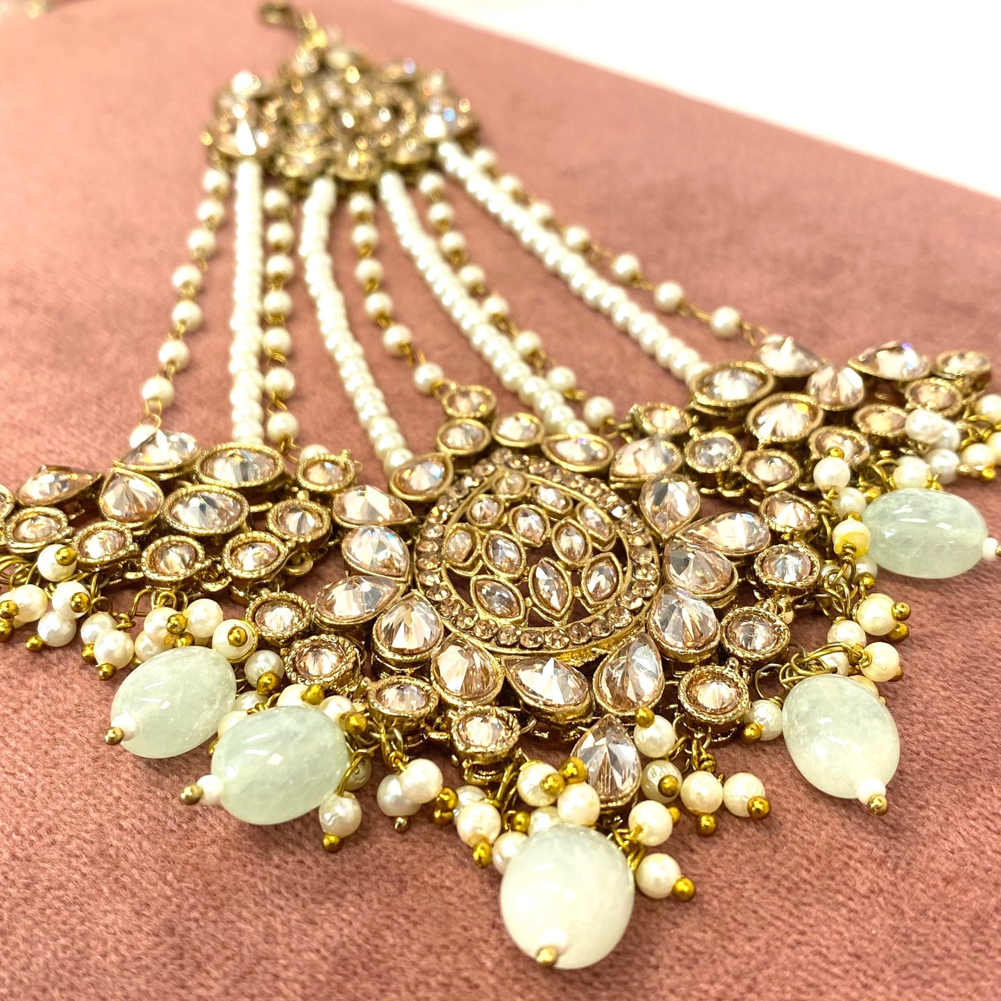 Champagne& Mint Jhumar-  Mint Beads/ Passa/ Indian/ Pakistani Style/Headpieces