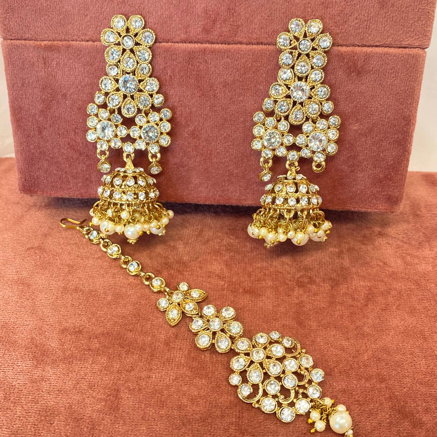 Clear Earring and Tikka Set