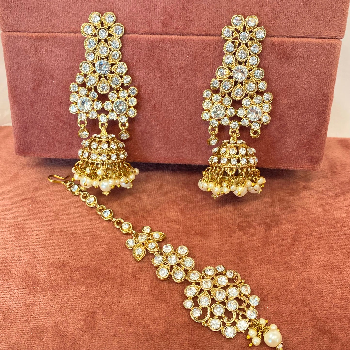 Clear Earring and Tikka Set
