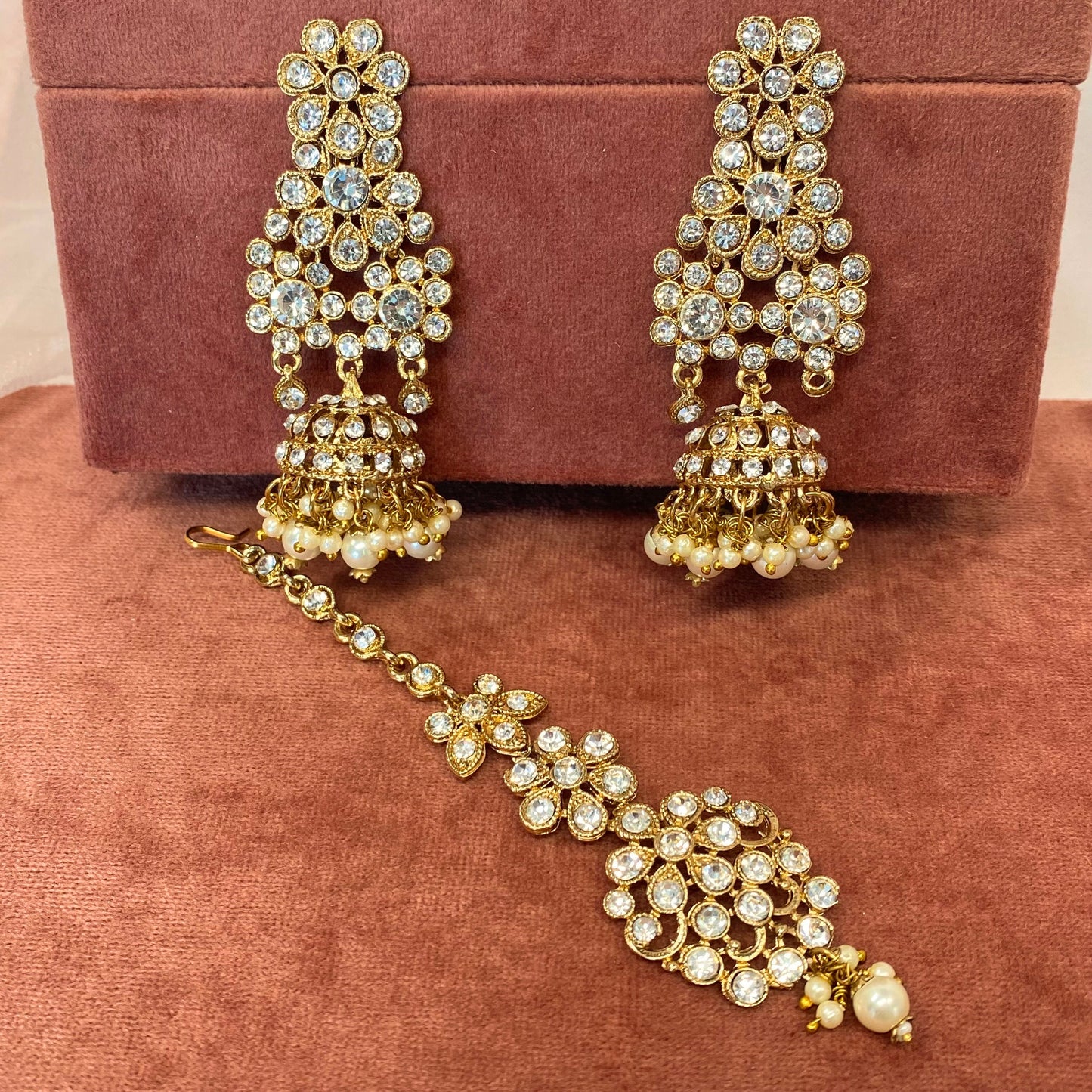 Clear Earring and Tikka Set