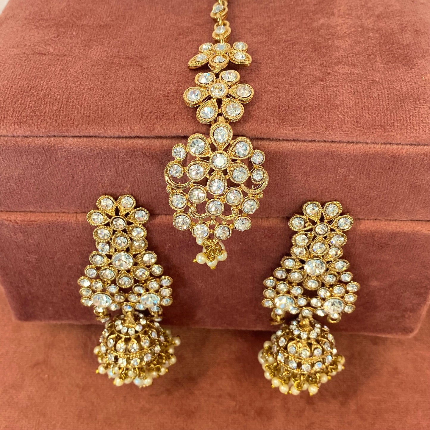 Clear Earring and Tikka Set