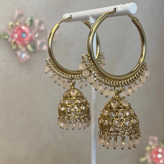 Light Peach Jhumka Hoop Earrings