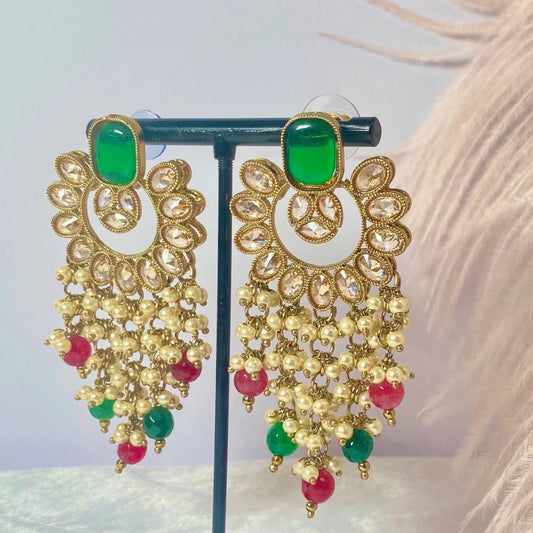 Green/Red Crystal Earrings/ Fashion Jewellery/ Gift for Women