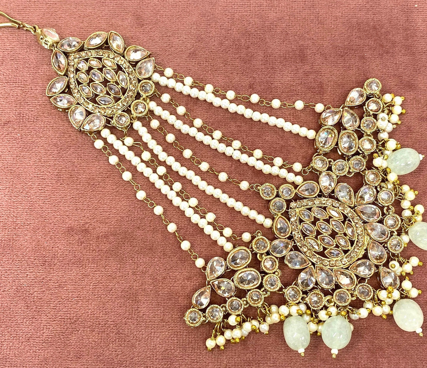 Champagne& Mint Jhumar-  Mint Beads/ Passa/ Indian/ Pakistani Style/Headpieces