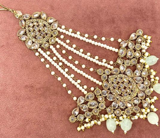 Champagne& Mint Jhumar-  Mint Beads/ Passa/ Indian/ Pakistani Style/Headpieces