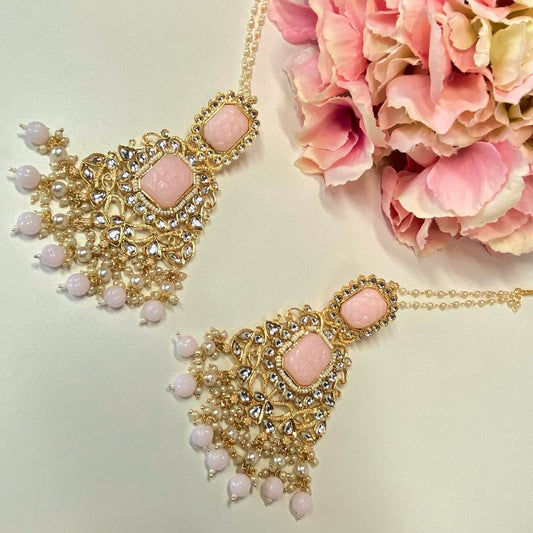 Meenakari Pink/ Indian/ Pakistani Style/Large Faux-Kundan Earrings - Pink/ Fashion Jewellery/ Gift for Women/Indian/Pakistani style