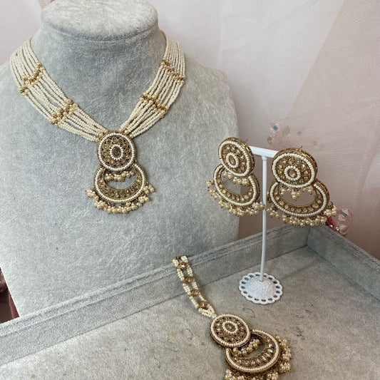 Pearl Necklace Set Earring/ Tikka/ Tikli/ Indian/ Pakistani/Fashion Jewellery/ Gift for Women