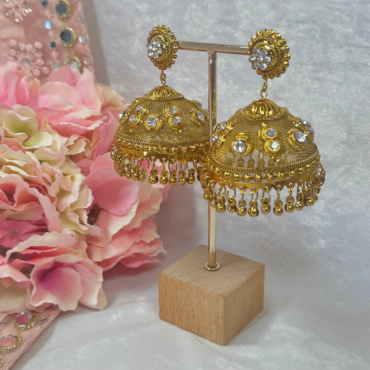 Large Golden Jhumka Earrings Big Earring Indian Style Earring Pakistani Style Super Lightweight Gift for women SALE!