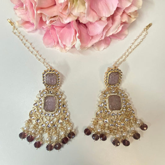 Large Faux-Kundan Earrings - Plum/ Purple  Indian Style Earring/ Fashion Jewellery/ Gift for Women