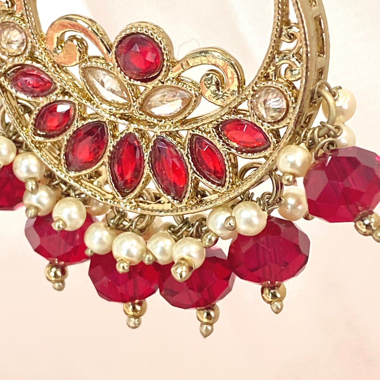 Crystal Earrings- Maroon