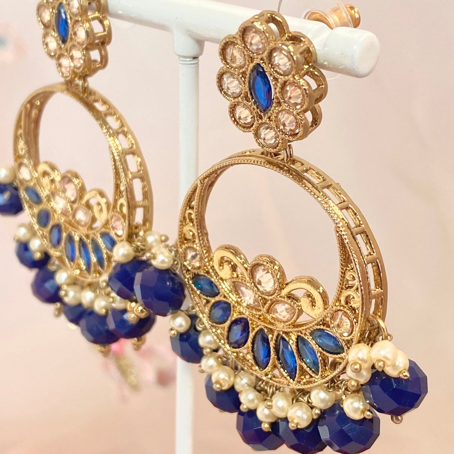 Crystal Earrings- Navy/ Indian Style Earring/ Fashion Jewellery/ Gift for Women