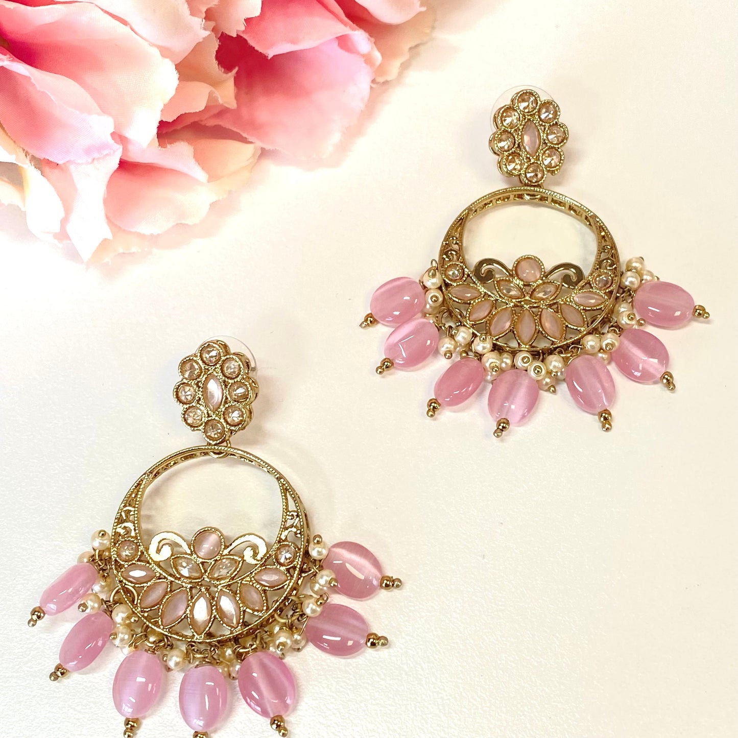 Crystal Earrings- Pink