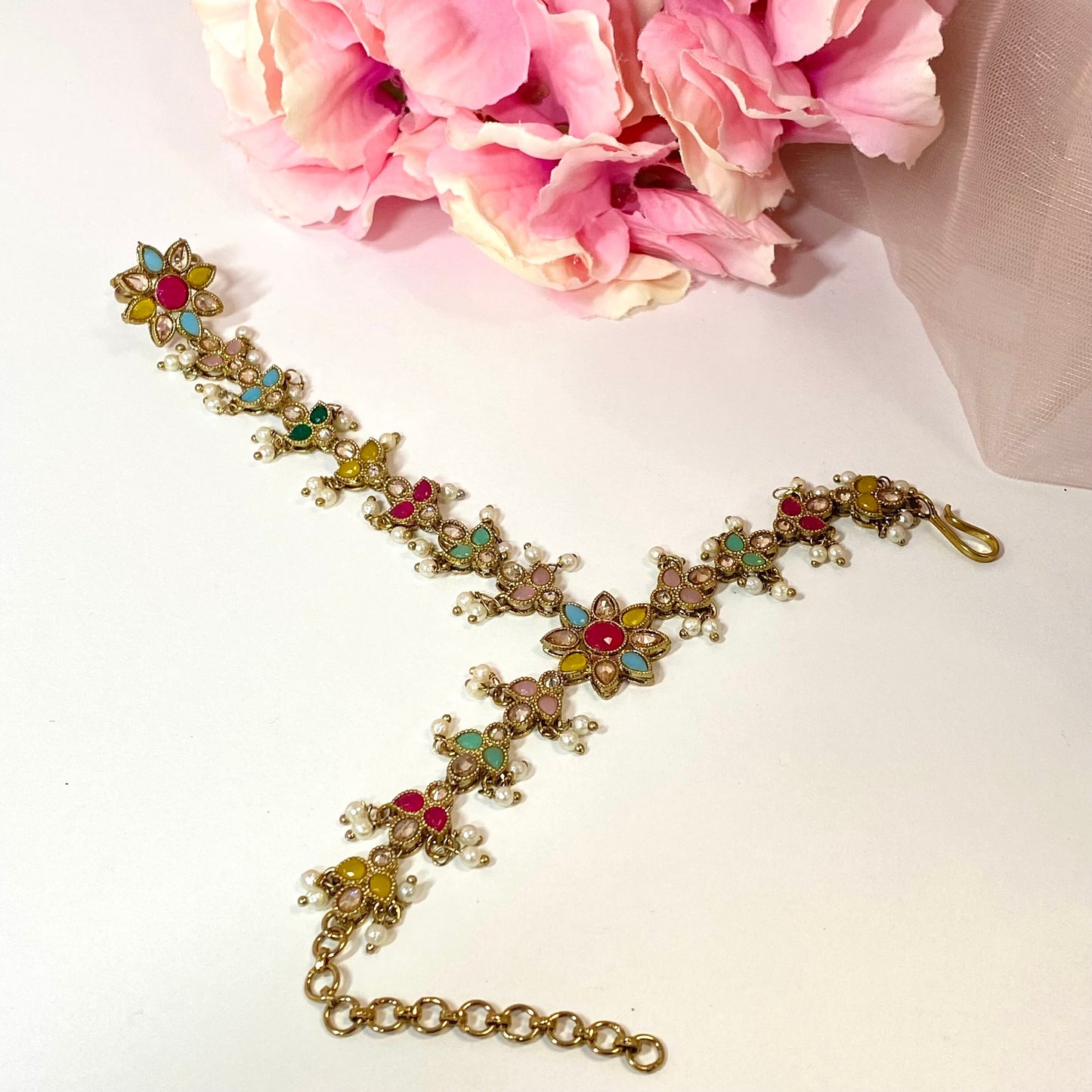 Hand Harness -Floral Multicoloured/ Fashion Jewellery/ Gift for Women/Indian/Pakistani style /Haathphool/Hand Accessory